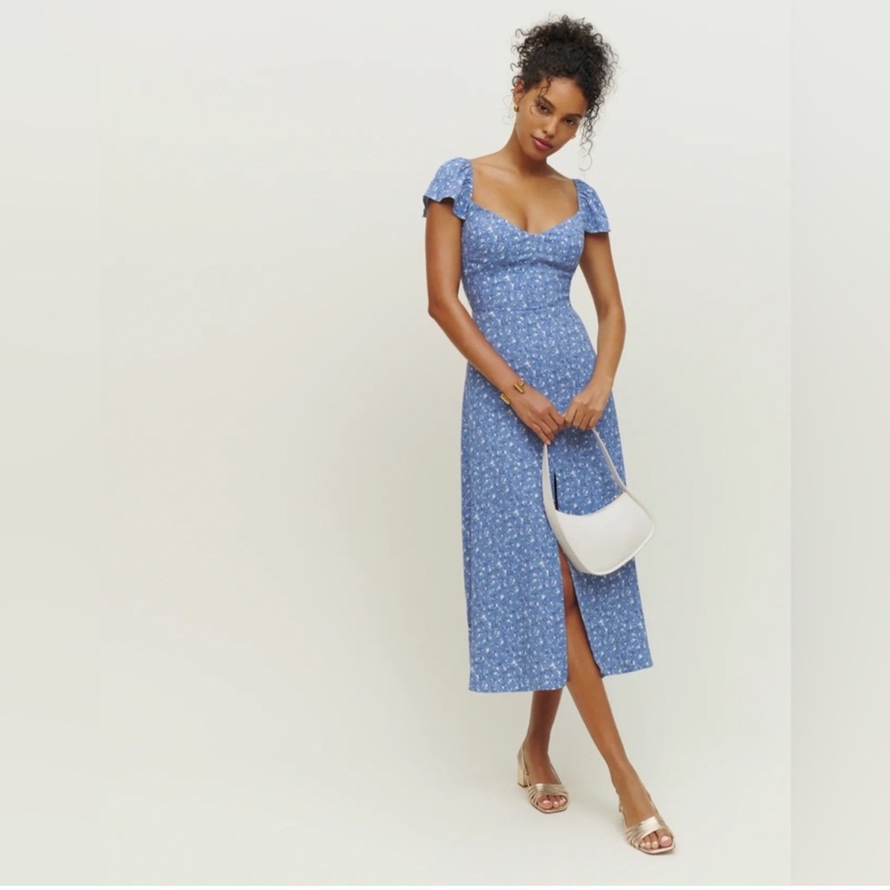 Reformation Baxley Blue Floral Dress - LIKE NEW